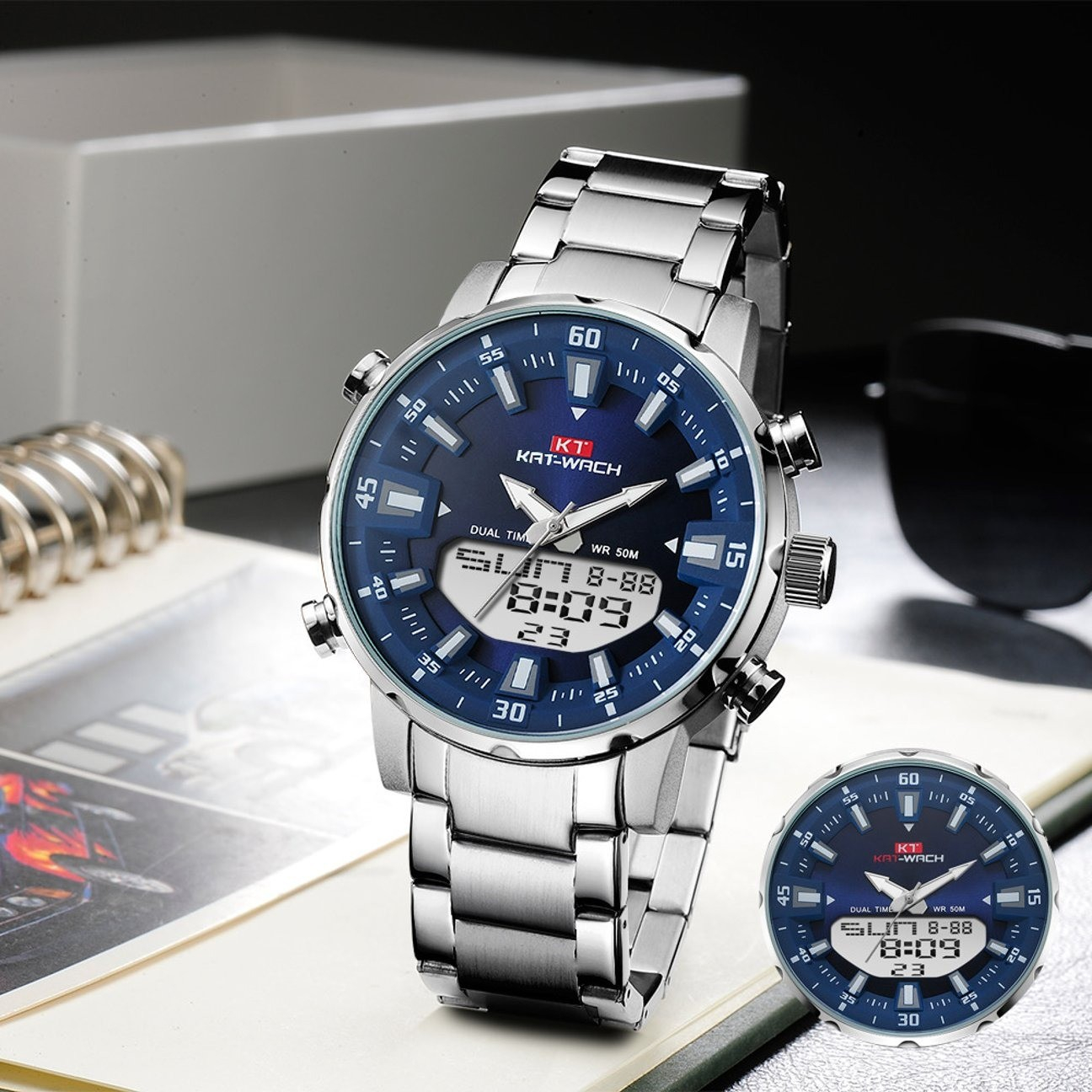 KAT-WATCH Electronic Digital Sports Watches Count Down Stopwatch Clock Waterproof Watch