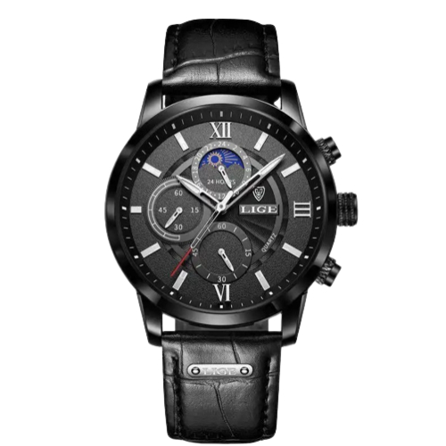 LIGE 8932 Top Brand Luxury Leather Casual Quartz Watch Man Sport Waterproof Clock Watch