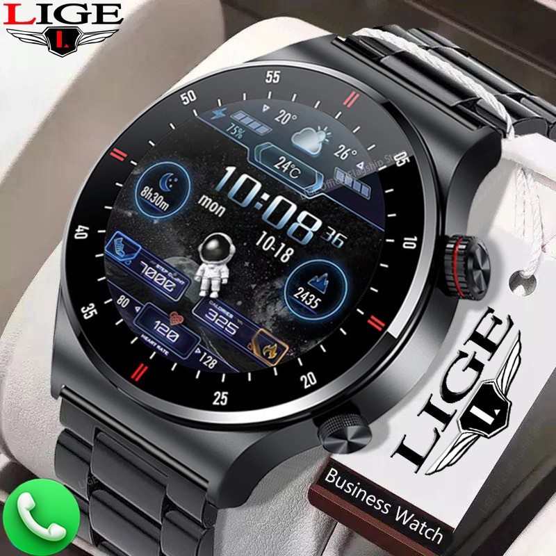 LIGE ECG+PPG+NFC QW33 Bluetooth Call Smart Watch Men HD Screen Sports watches (BW0382)