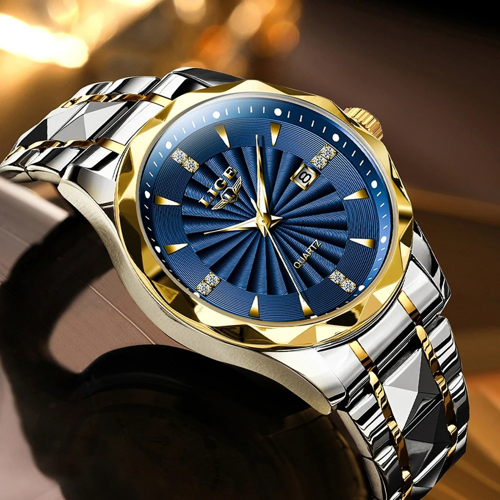 LIGE 89142 Blue Fashion Quartz Watches Men Casual business Luxury Mens Watch Sports Clock Waterproof Luminous Wristwatch