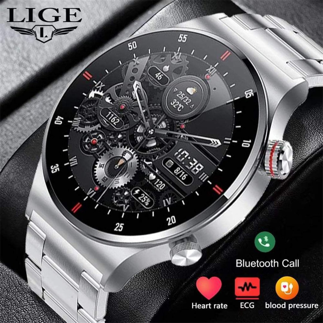 LIGE ECG+PPG+NFC QW33 Bluetooth Call Smart Watch Men HD Screen Sports watches (BW0382)