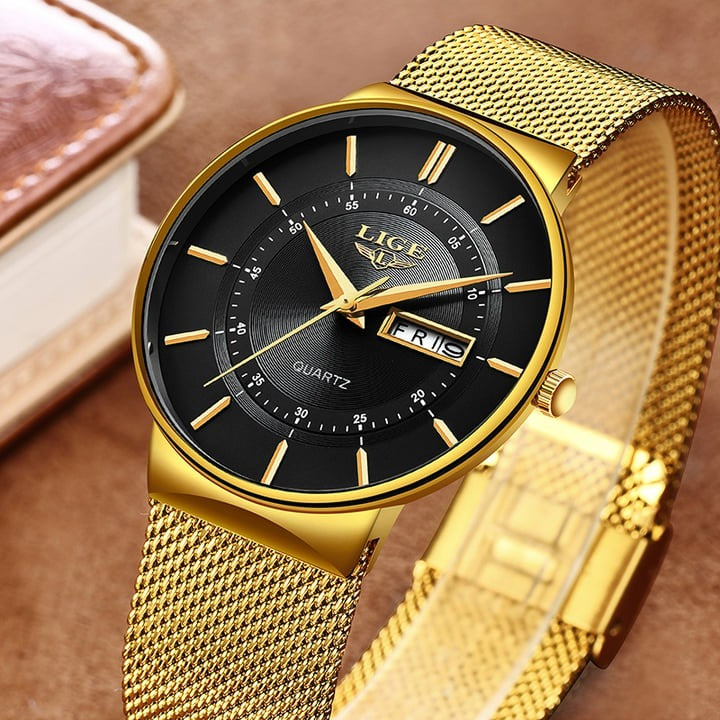 LIGE Top Brand Luxury Waterproof Ultra Thin Date Clock Male Steel Strap Casual Quartz Watch Men Sports Wrist Watch